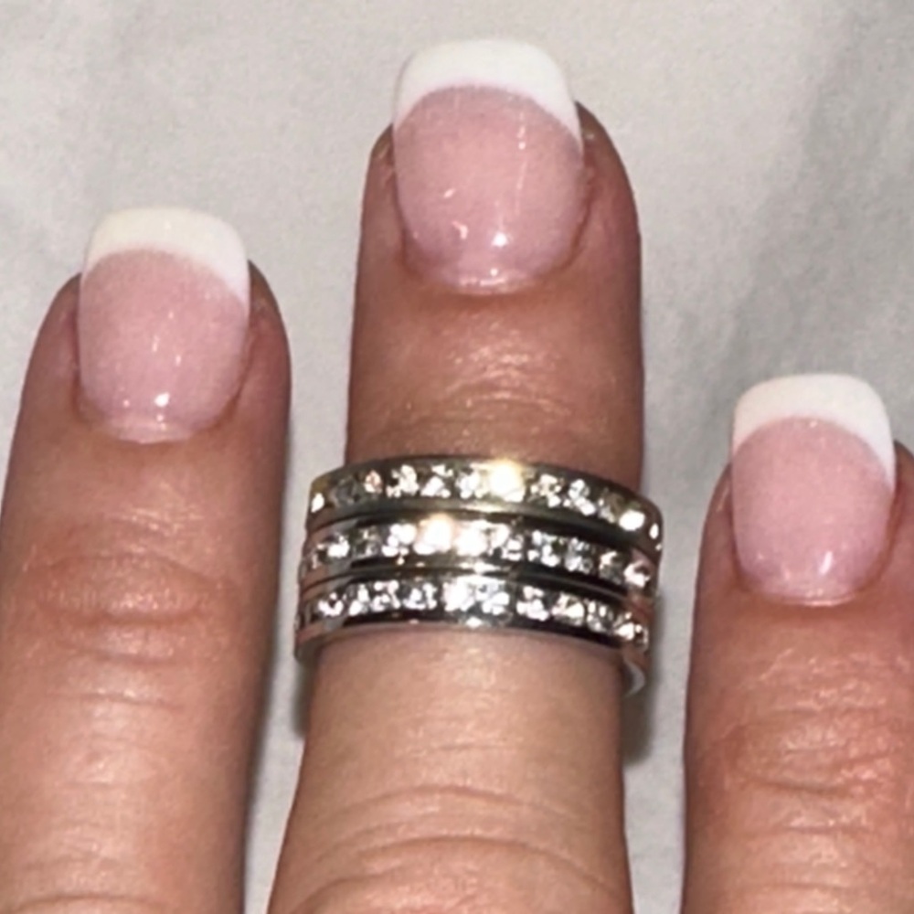 Source Unknown Silver Crystal Ring Trio Size 6.5 - image 3